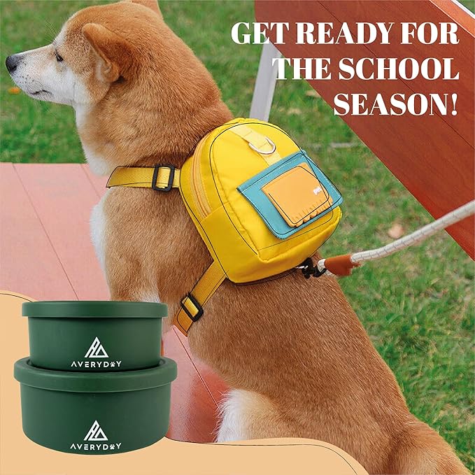AVERYDAY 30 Oz Travel Dog Bowls with Lids, 2-in-1 Portable Pet Bowls for Food and Water, Leakproof
