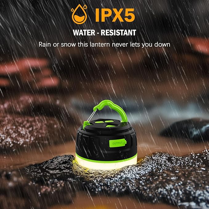 Rechargeable Camping Lantern with 6400mAh Battery, 300 Hour Runtime, 5 Light Modes, Adjustable