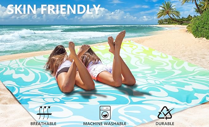 Beach Blanket Waterproof Sandproof Beach Mat 79" X 83"/10'x9'for 2-8 Adults Quick Drying Outdoor