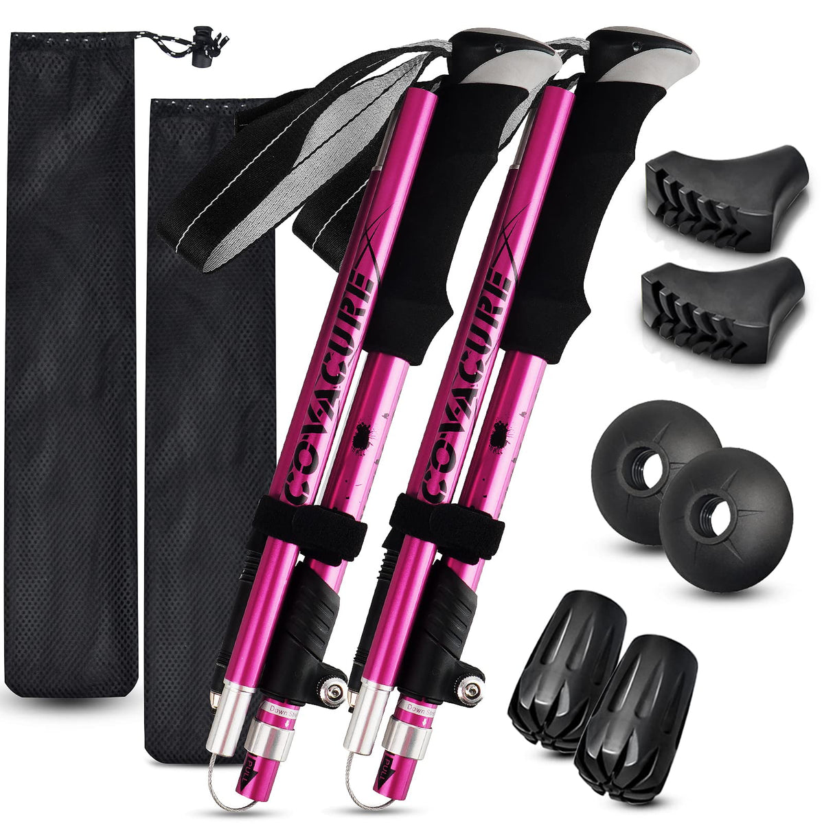 covacure Trekking Poles - 2PCS, 7075 Aluminum, Adjustable - product view 1