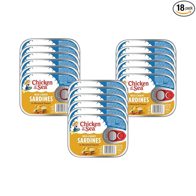 Chicken of the Sea Sardines in Mustard Sauce, 3.75 Ounce Cans (Pack of 18), Wild Caught Canned