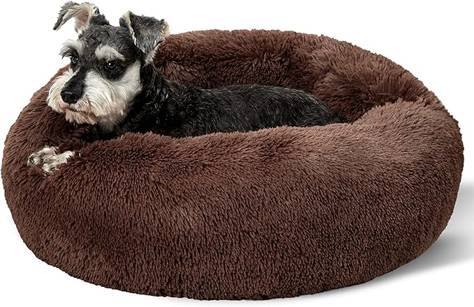 Bedsure Calming Dog Bed for Small Dogs - Donut Washable Small Pet Bed, 23 inches Anti-Slip Round