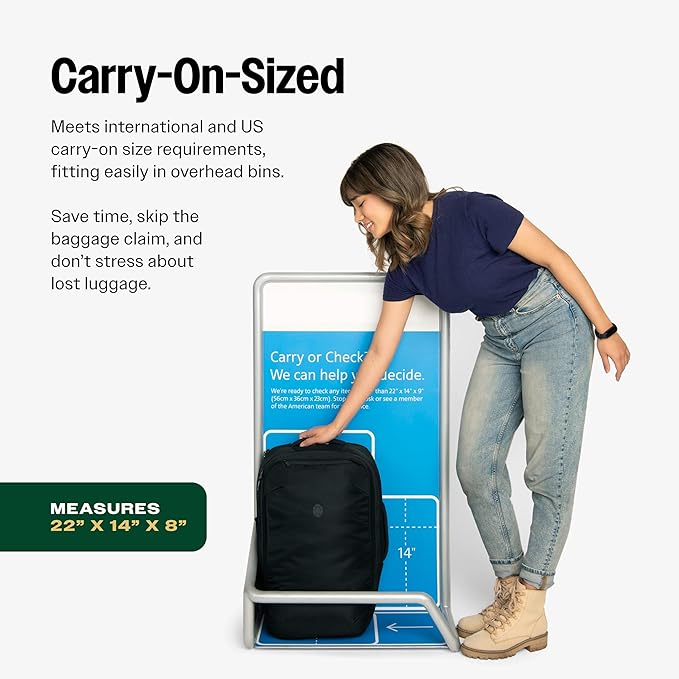 Tortuga 40L Travel Backpack Lite, Black - Large Carry-On Travel Backpack for Men and Women
