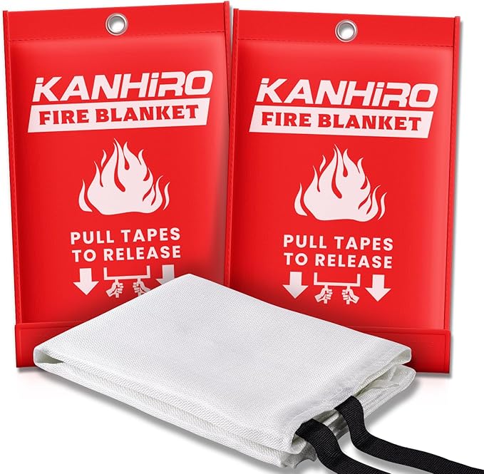 KANHIRO Fire Blanket Emergency for Home Kitchen - Fiberglass Fire Suppression Blanket Great for