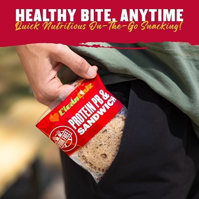 Clean Eatz PB&J Sandwich, High-Protein Strawberry – 16 Singles, Whole Grain & Low Sugar