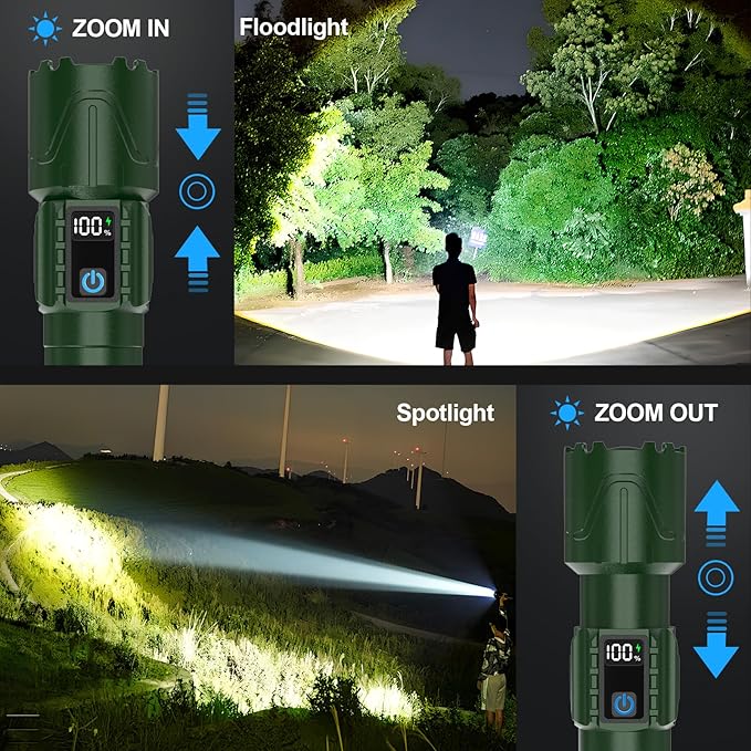 Rechargeable Flashlights High Lumens - Super Bright LED Tactical Flash Light, Powerful Waterproof
