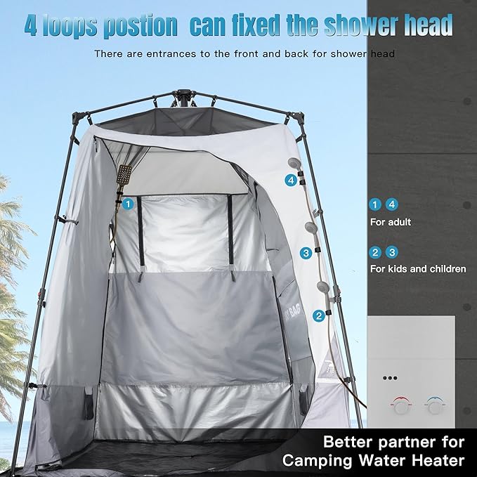 Camping Shower Tent Deluxe Changing Room Easy Set Up Privacy Shelter,Large Toilet Tent with Floor