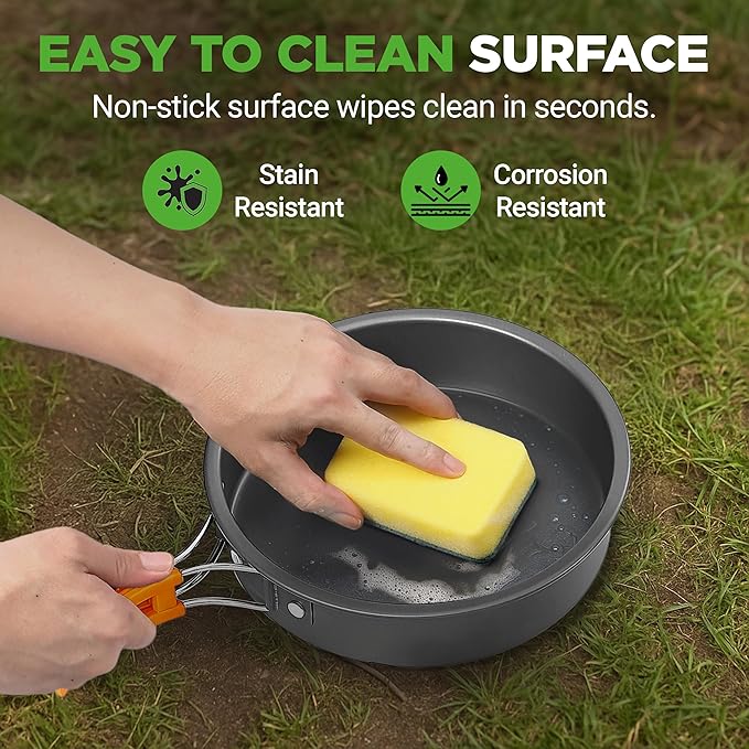 NutriChef Camping Cookware Set - Lightweight Nonstick Pots, Pans, Utensils, Bowls, Cutlery, and