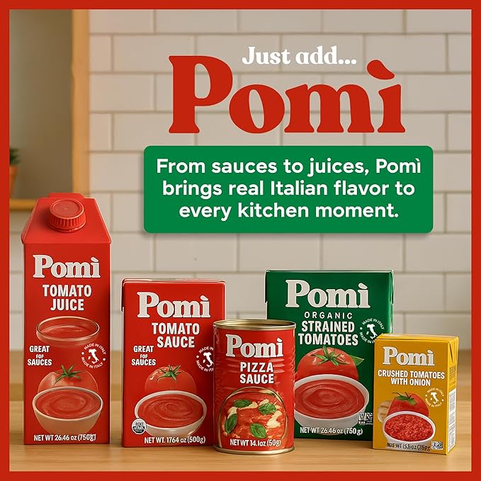 Pomì Strained Tomatoes 26.46oz (Pack of 12) - Creamy, Velvety Tomato Puree, No Additives or
