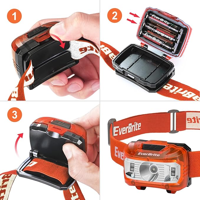 EverBrite Headlamp, 2 Pack Kids Headlamp with Red Light and Memory Function, Head Lamp for Adults