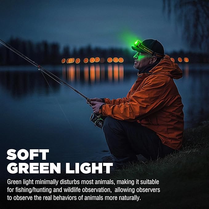 EverBrite Rechargeable Headlamp, 700 Lumens Head lamp for Adults, 6 Modes with White/Red/Green