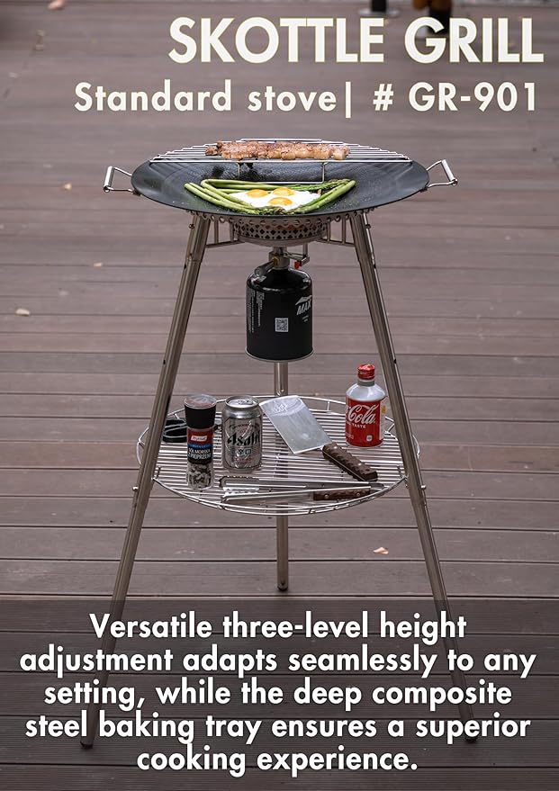CAMPINGMOON 18 inches BBQ Griddle with EN417 Lindal valve Standard Canister Top Camping Gas Stove