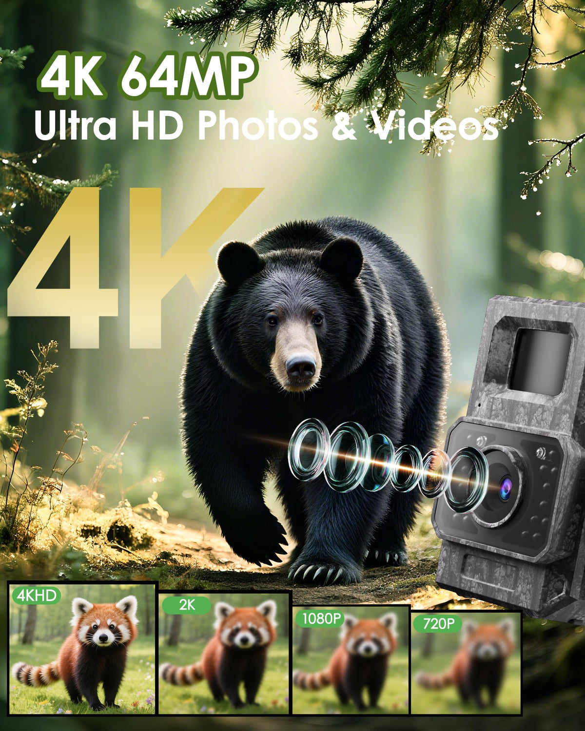 MAXDONE Trail Camera - 4K, 64MP, Solar, WiFi, Bluetooth - product view 5
