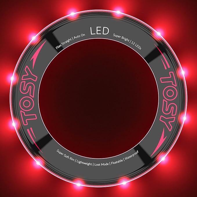 TOSY Flying Ring - 12 LEDs, Super Bright, Lost Mode, Auto Light Up, Camping Essentials for
