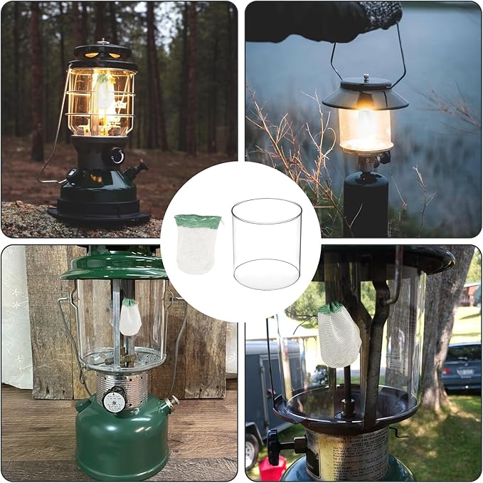 10 Propane Lantern Mantles and 1 Lantern Glass Globe Replacement Parts, Compatible with Coleman