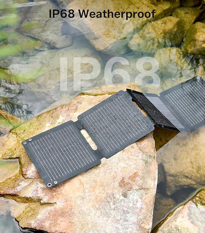 PEAKFLOW 30W Solar Panel,Foldable Portable Solar Panel,25.4% High-Efficiency, USB-A and 2 USB-C