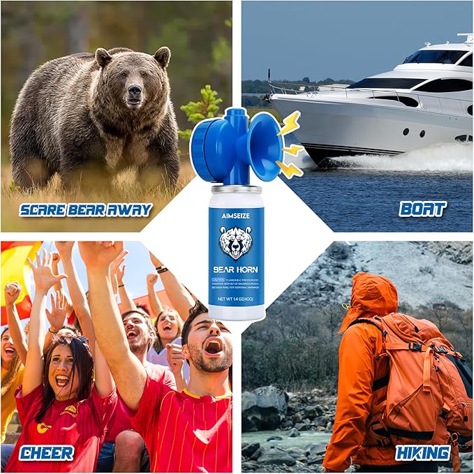 Bear Horn for Self Defense: 1.4oz Air Horn to Scare Bears, 120dB Heard Up to 1/2 Mile Away, Bear