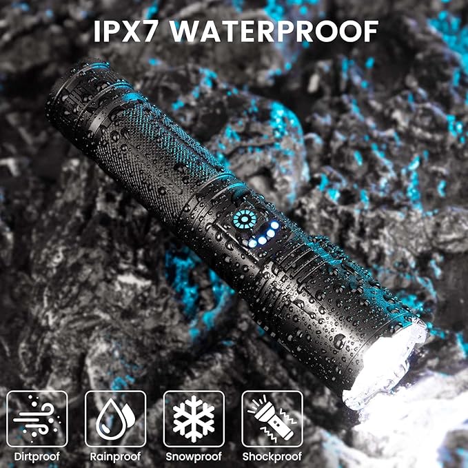 Rechargeable Flashlights High Lumens, 99,000 Lumens Super Bright Led Flashlights with 5 Modes &