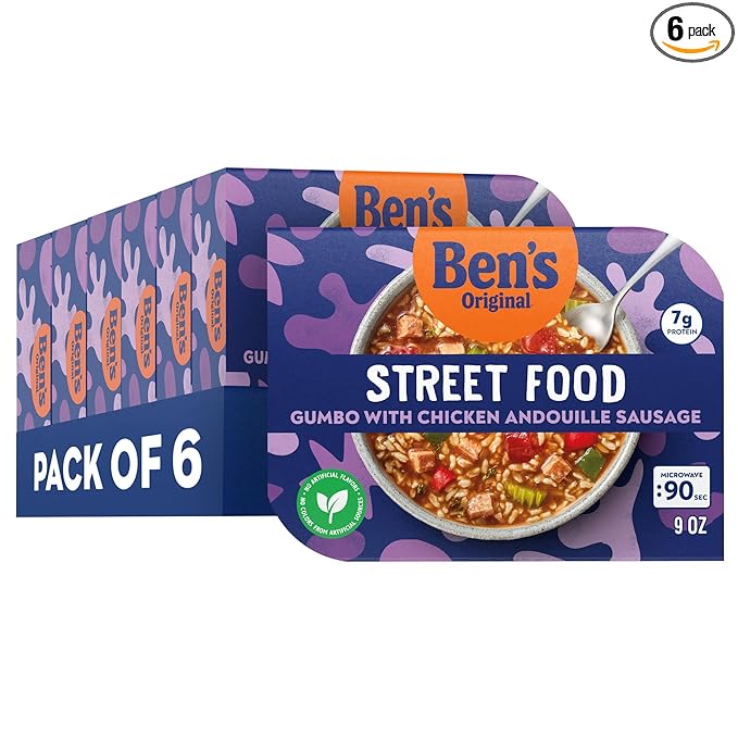 BEN'S ORIGINAL Street Food Gumbo with Chicken Andouille Sausage, Prepared Entrée, Microwave in 90