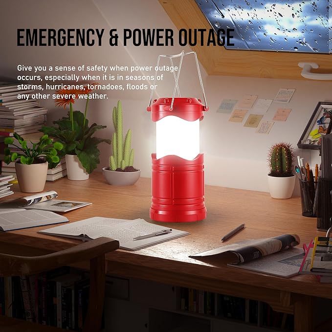Lichamp LED Camping Lantern, 4 Pack Battery Powered Flashlight for Power Outages, Portable