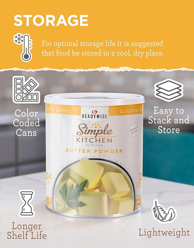 Simple Kitchen Freeze Dried Butter Powder - 204 Servings for Family Meal Prep, Gluten Free &