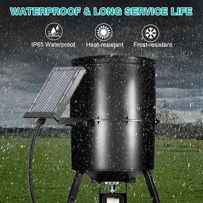 Solar Panel for Deer Feeder, 6V Solar Panel Outdoor Hunting Feeder Waterproof, Solar Power Battery
