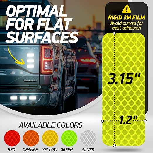Reflective Safety Tape Stickers | 3M Diamond Grade | Yellow-Green | 1.2″ x 3.15″ | 20-Pack | Safety