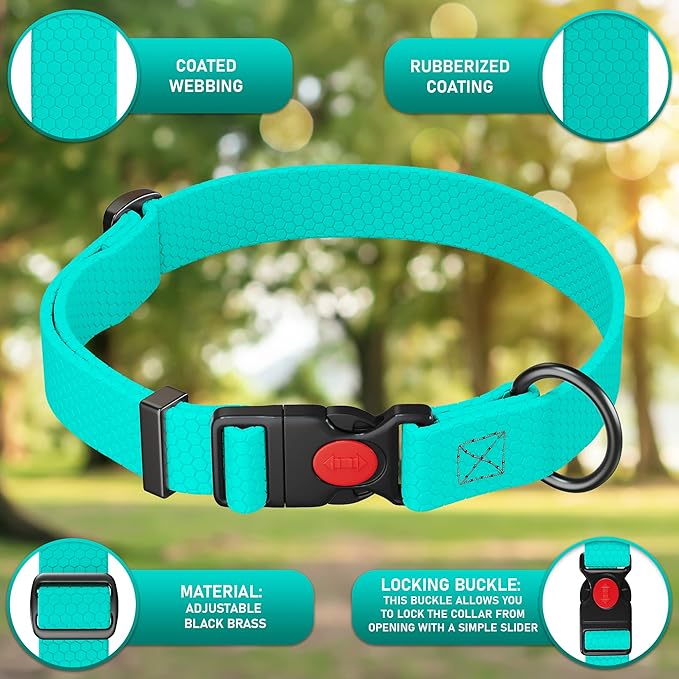 Adjustable Dog Collar with QR Code Dog Tag ID Attached - Made in USA - Honeycomb Waterproof Heavy