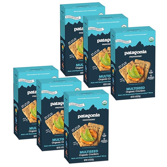 Patagonia Provisions Organic Multiseed Crackers (6 Pack) – 3g Plant Protein Per Serving – Made with