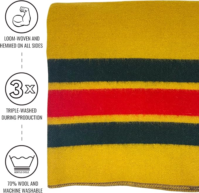 Arcturus Rainier Wool Blanket - 4.5lbs Warm, Heavy, Washable, Large | Great for Camping, Outdoors