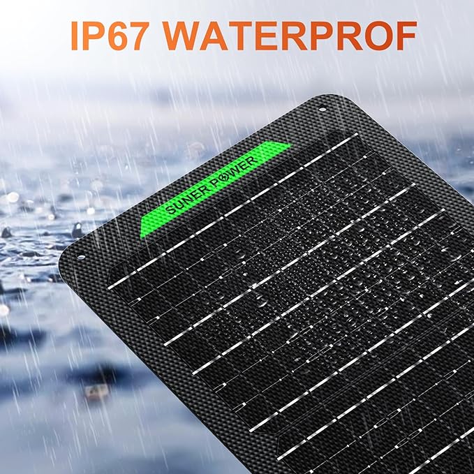 SUNER POWER Waterproof 12W 12V Solar Battery Charger & Maintainer PRO, Built-in UltraSmart MPPT
