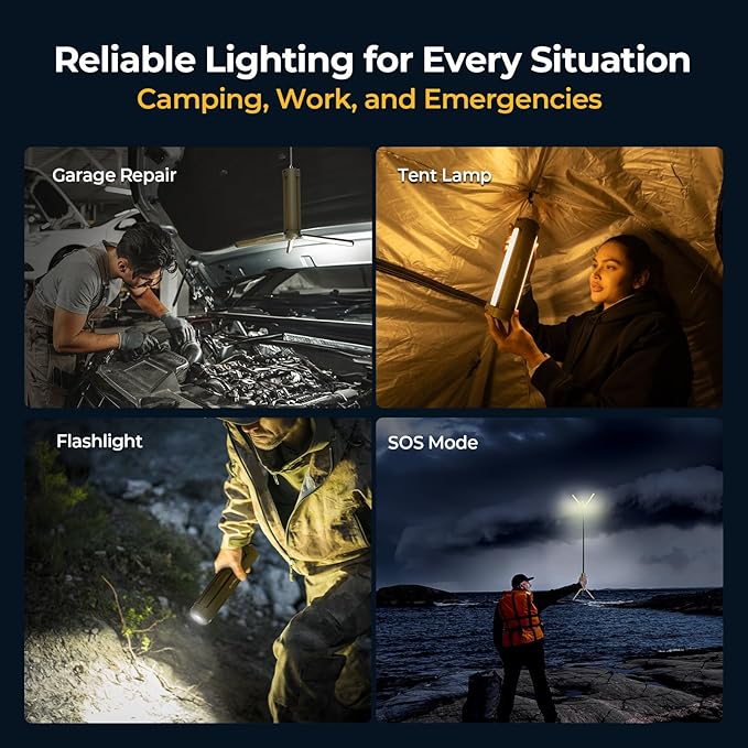 BougeRV Upgraded Telescopic Camping Light, 15600mAh Rotatable Electric Lantern, Collapsible Outdoor