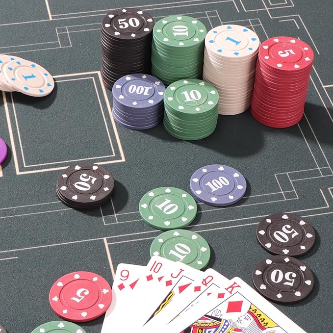 Denomination Plastic Poker Chips Set with 2 Decks,Bulk Playing Cards Chips Texas Hold?™em Blackjack