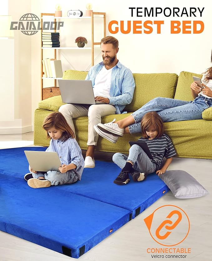 3 Inch GAIALOOP Thick Memory Foam Camping Mattress Sleeping Pad [Car/Tent/Cot] Glamping Portable