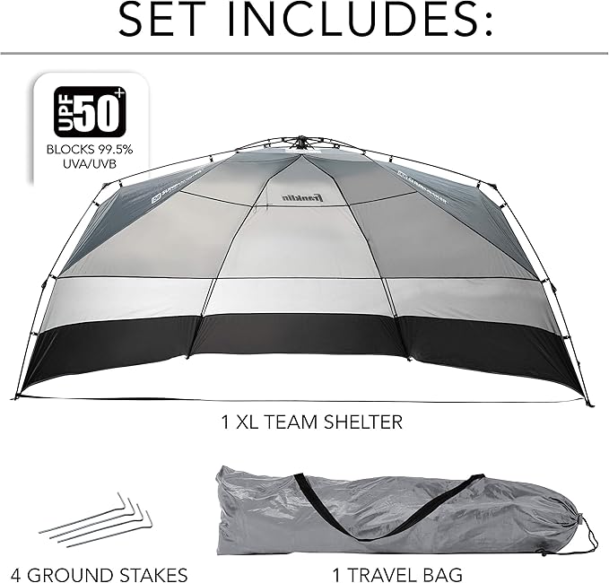 Franklin Sports Sideline Team Sunblocker Shelter - Easy Set Up - Portable and UPF 50+ Protected