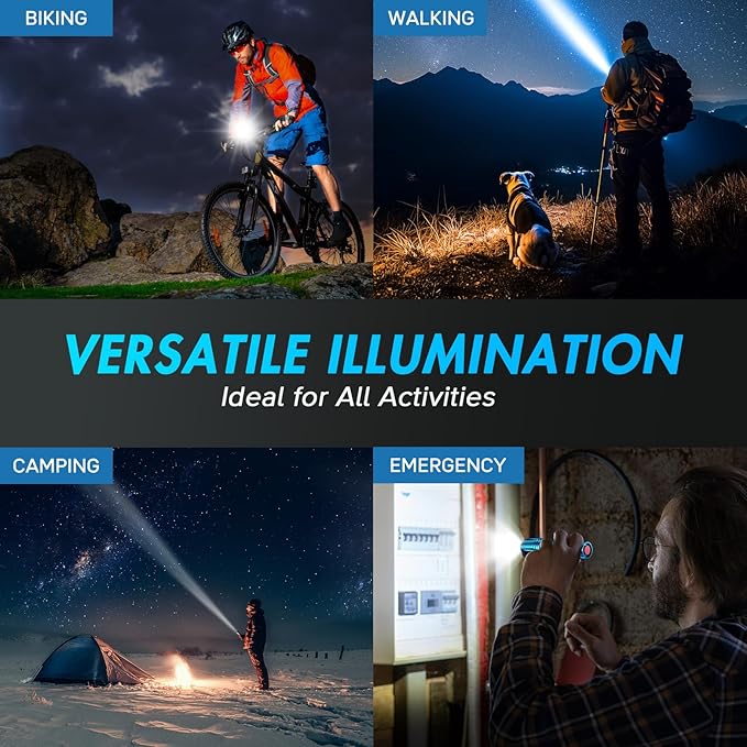 WdtPro LED Flashlight High Lumens SR2000 Pro, 4 Pack Brighter Tactical Flashlights with 5 Modes &
