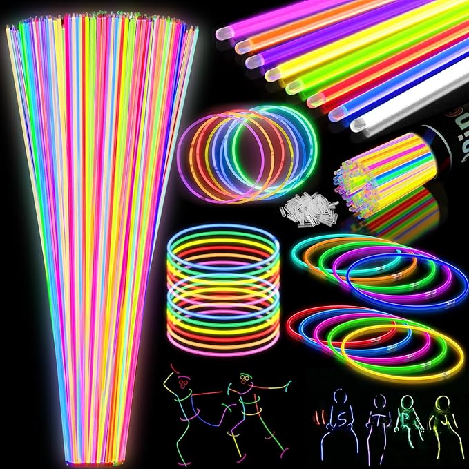 100Pcs Glow Sticks - 22 inch Glow In the Dark Sticks Party Supplies, Halloween Glow Party Pack for
