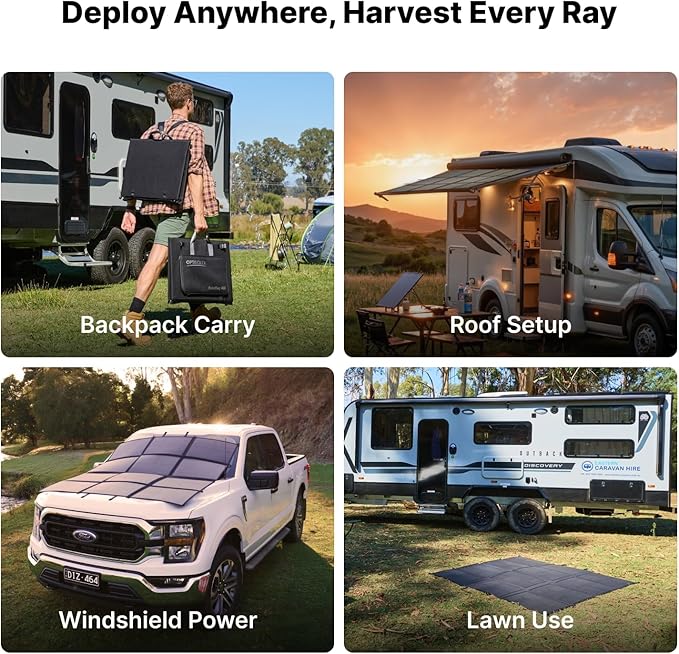 440W Portable Solar Panel, 17.2lbs Foldable SolarBag, Splits 2×220W Solar Blanket, 25% High