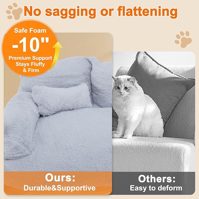 Cat Sofa, Pet Bed with Bolstered Edges, Extra Plush Sponge Padding, Cat Beds for Indoor with