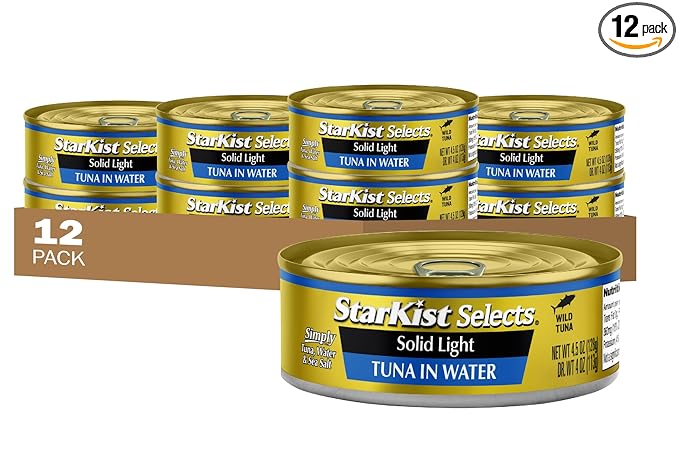 StarKist Selects Solid Light Tuna in Water Can, Tuna in Water , 4.5 Ounce (Pack of 12)