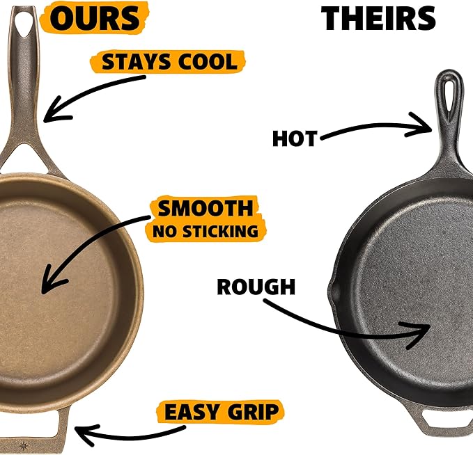 Stargazer 12-Inch Cast Iron Skillet | Made in USA, Seasoned, Premium Frying Pan for Grilling