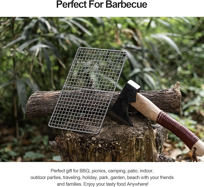 Boundless Voyage Mini Size Durable Titanium Charcoal BBQ Grill Plate Include a Carry Bag for