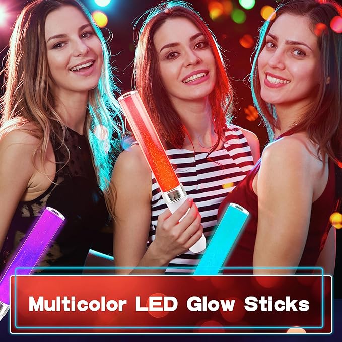 5 Pack LED Light Sticks 15 Colors Change Glow in the Dark Wands Multicolor Light Up Sticks Flashing
