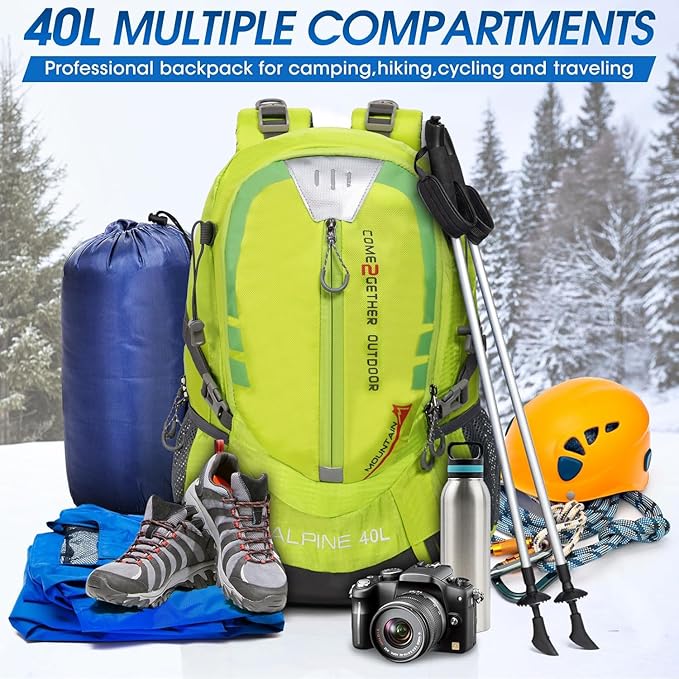 Hiking Backpack Camping 40L Outdoor Daypack Lightweight Travel Backpack with Rain Cover for Women