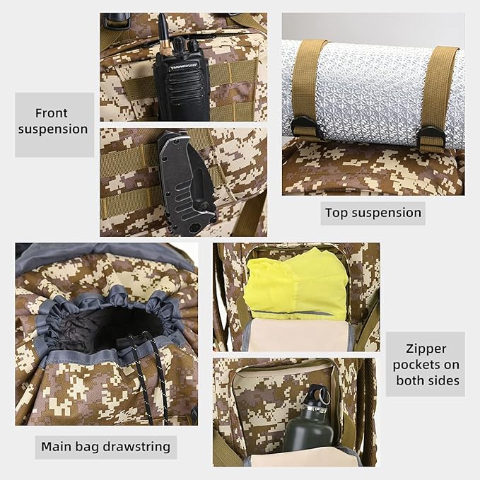 100L Camping Hiking Backpack,Molle military Tactical rucksack backpack,Waterproof Lightweight