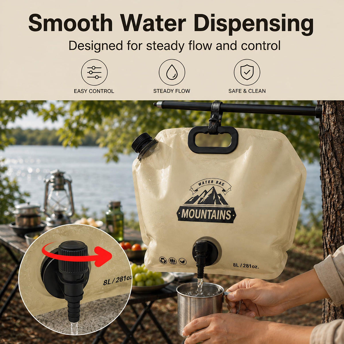 MIAJO Collapsible Water Container Portable Water Jug with Spigot for Camping, Foldable Hiking Gear