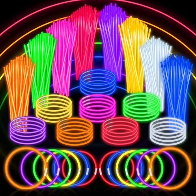 SpringFlower 200Pcs Ultra Bright Glow Sticks, Glow Sticks Bracelets For Kids Party Favors, Glow in