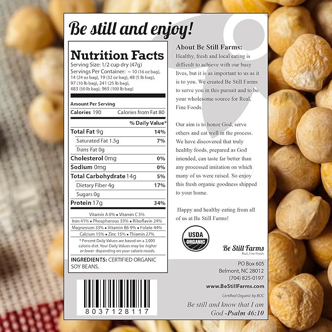 Be Still Farms Organic Soybeans Bulk (4.8 lb) - Soy Beans Dry - aka Soya Nuts Great for Edamame