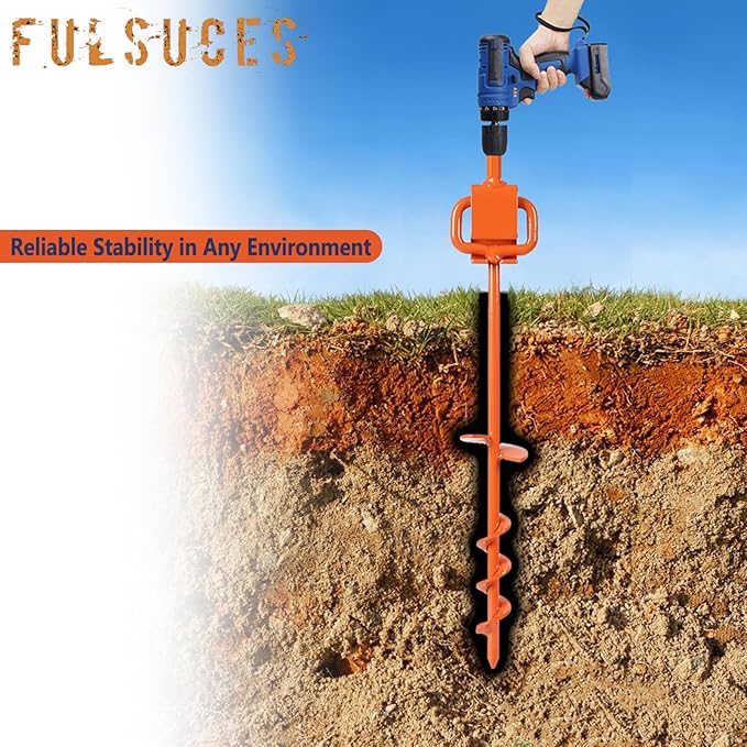 16In Tent Stakes, Ground Anchors Screw in, with 1PCS Tent Stakes Heavy Duty Adapter, for Screw