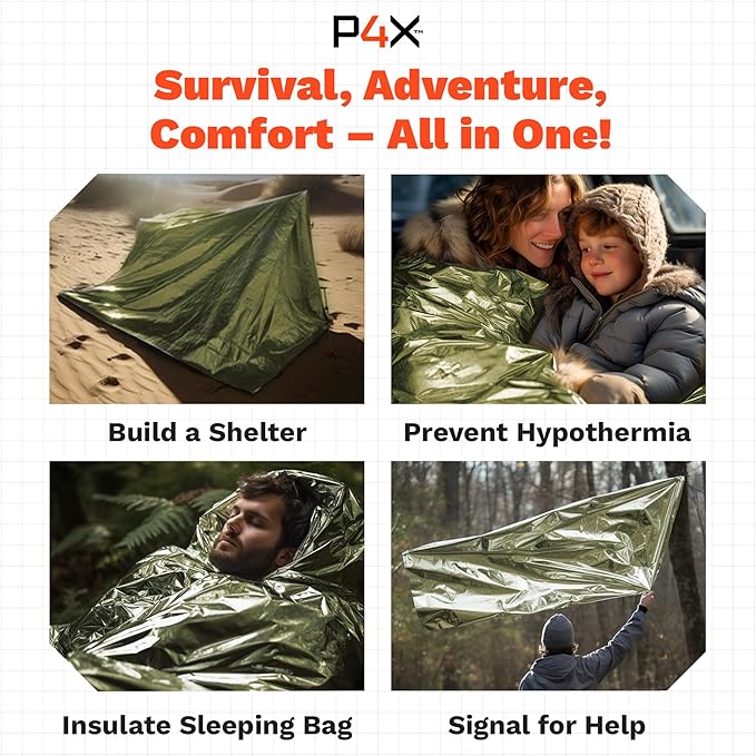 PREPARED4X Mylar Blankets 8 Pack - Waterproof Emergency Blanket - Rip and Tear Resistant